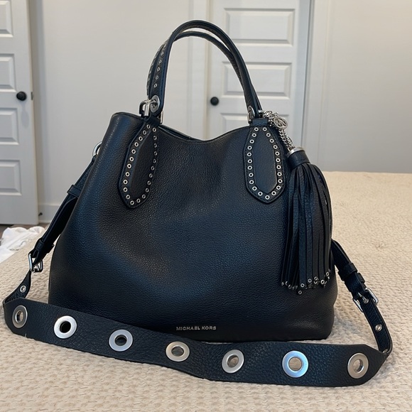 Michael Kors Brooklyn Large Pebbled Leather Convertible Satchel - Picture 2 of 16